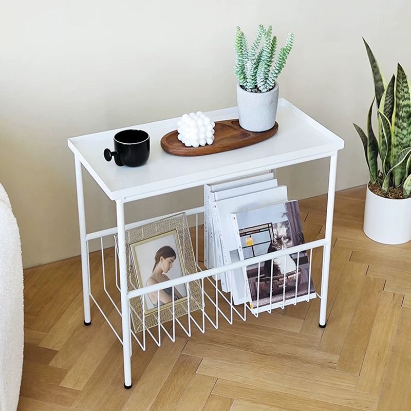 Modern Style with Storage Rack White/black Metal Iron Nightstand