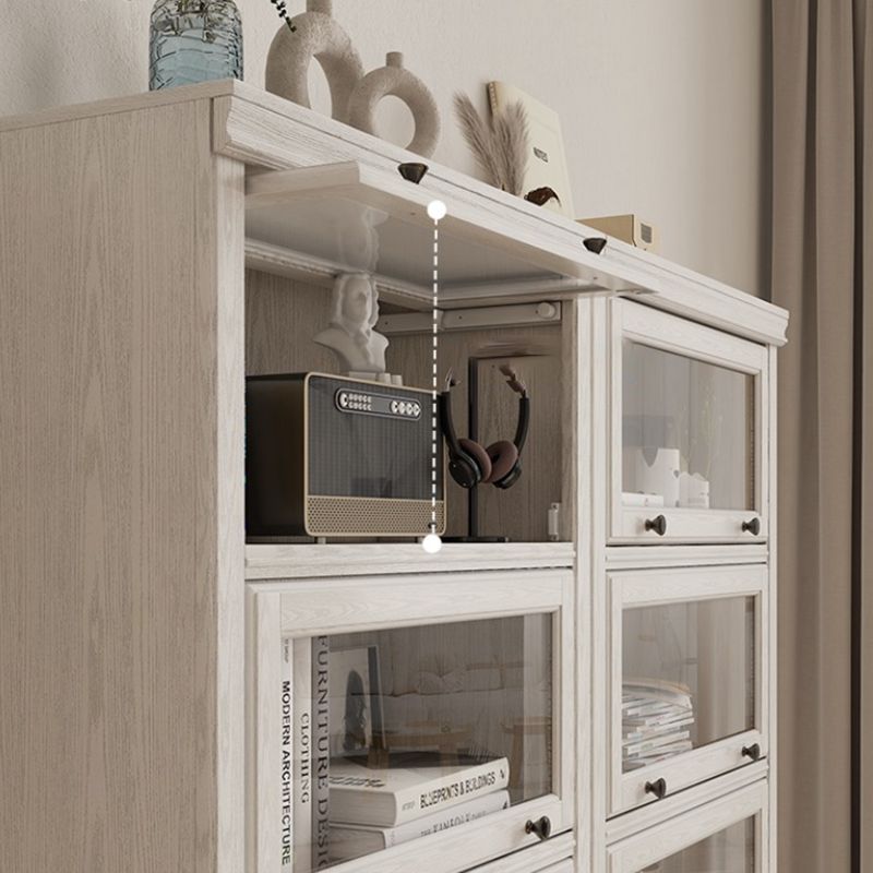 Wooden Standard Bookshelf Contemporary White Bookcase with Doors