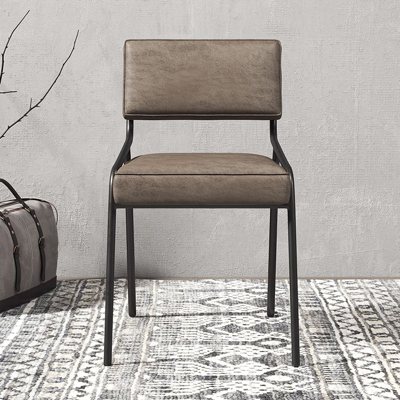 Chaise d'appoint de maison scandinave, chaise de salle à manger à dossier ouvert en métal rembourrée