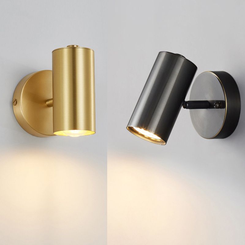 1-Light Cylinder Wall Sconce Lighting Modern Metal Wall Sconces