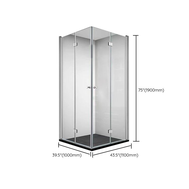 Frameless Folding Tempered Glass Shower Door with Thickened 304 Stainless Steel Fittings