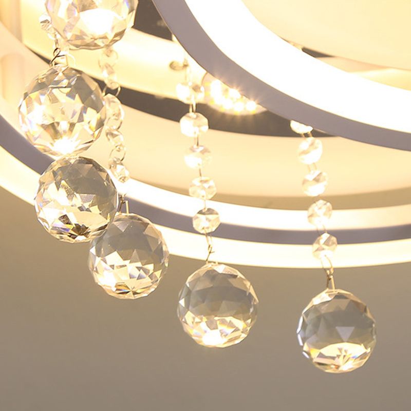 Star Moon Acrylic Flush Mount Modern White LED 16"/19.5" W Bedroom Ceiling Mounted Fixture in Warm/White Light