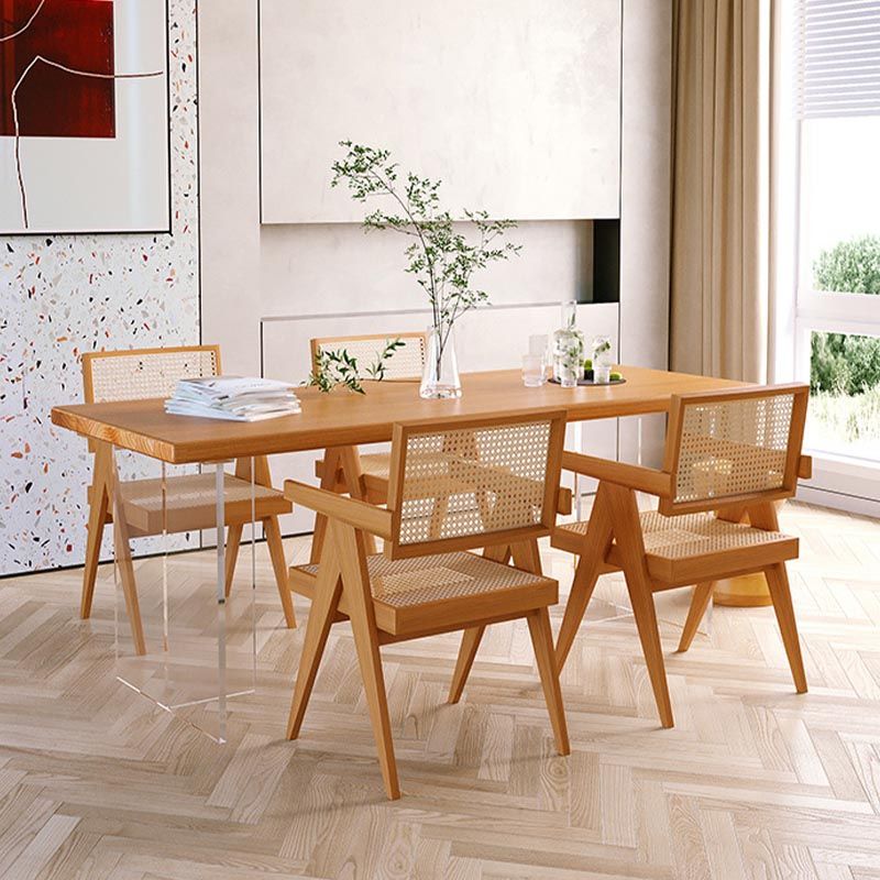 Modern Dining Furniture Set 1/2/5 Pcs Solid Wood Dining Table and Chairs