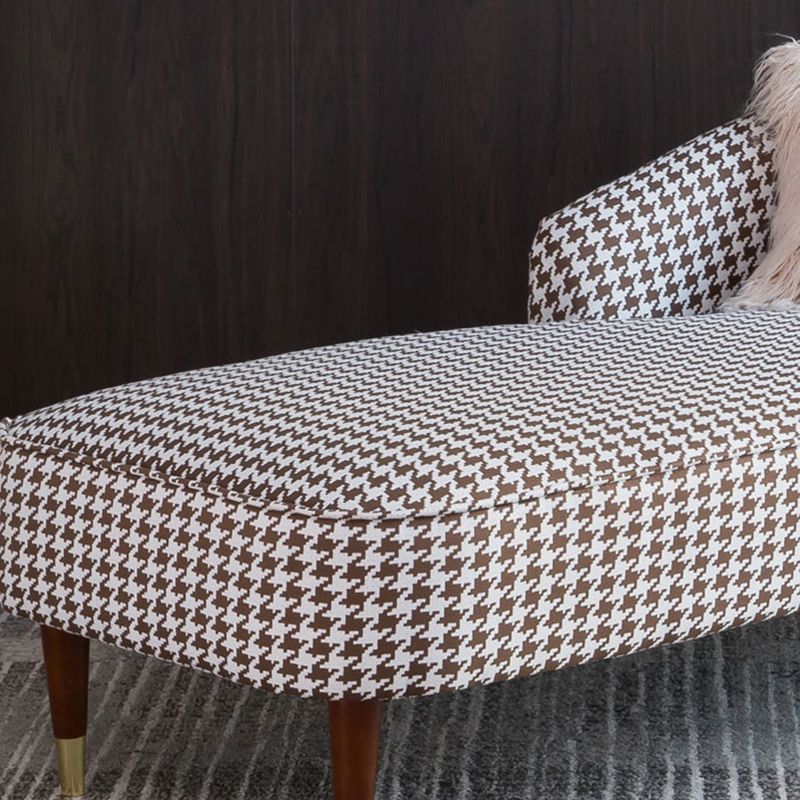 Contemporary One Armed Chaise Round Arms Houndstooth for Living Room