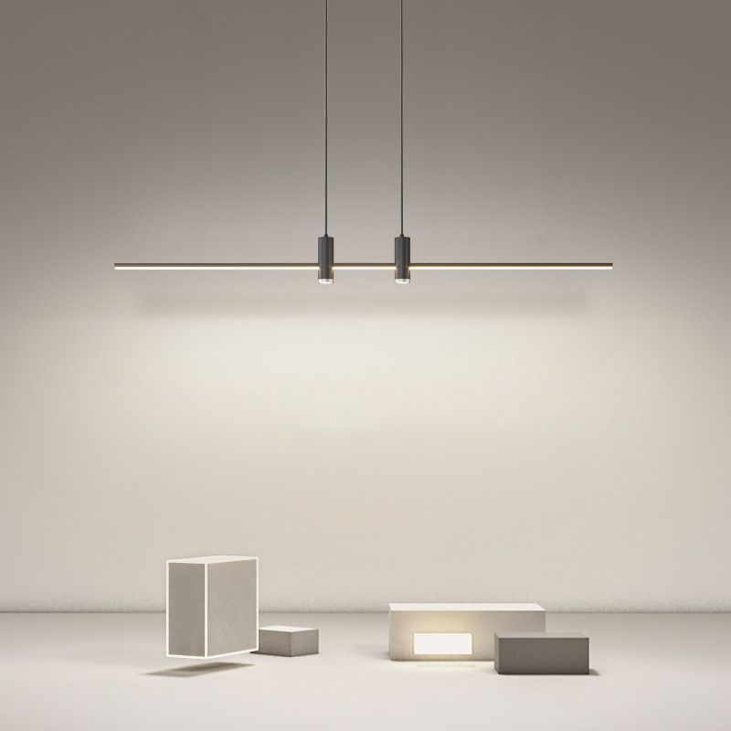 Modern Linear Island Light Fixtures 1-Light Restaurant LED Hanging Lamp with Spotlight