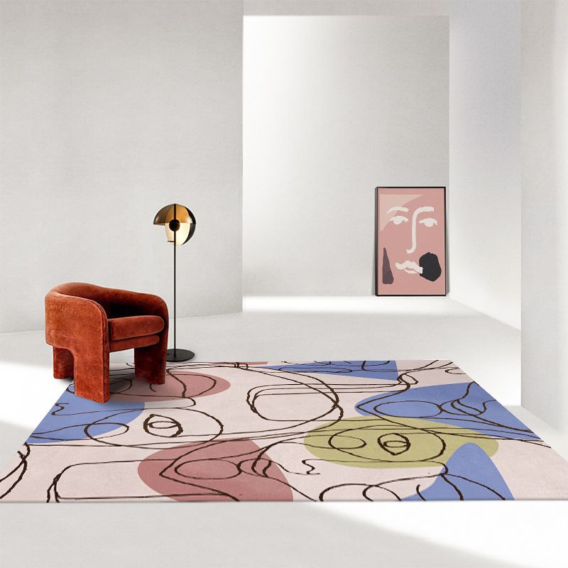 Human Face Abstract Carpet Area Carpet Non-Slip Backing Rug for Living Room