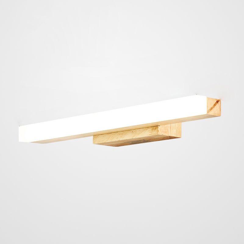 Linear Shade Wood Wall Sconce Modern Style 1 Light Mirror Wall Mount Lighting in Brown