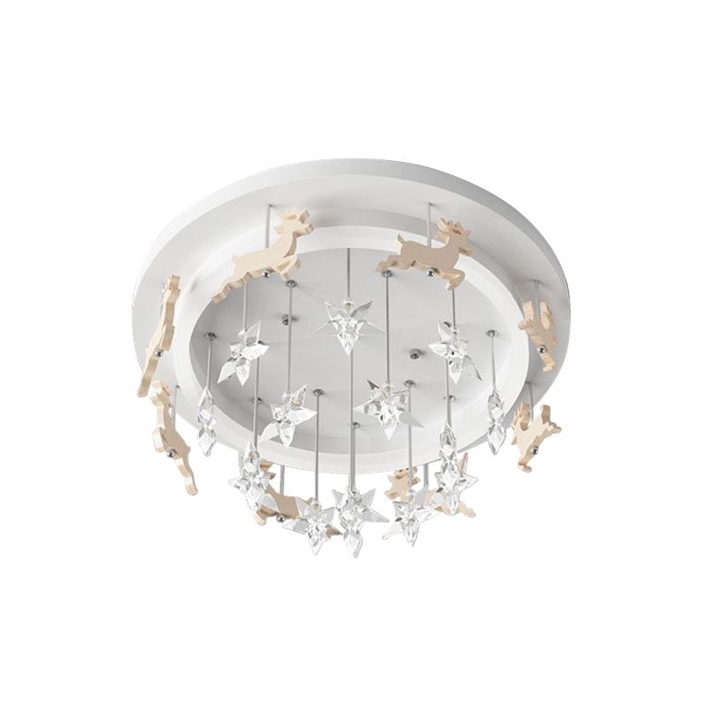 Elk Carousel Acrylic Semi Mount Lighting Kid White LED Ceiling Flush Light in Warm/White Light