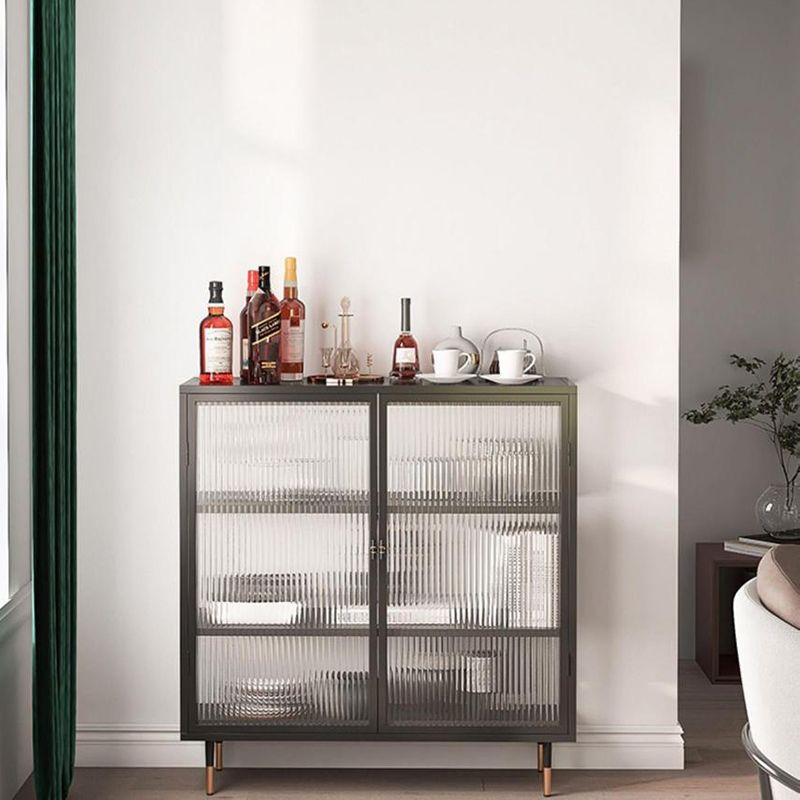 Contemporary Curio Cabinet Glass Doors Metal Storage Cabinet for Living Room