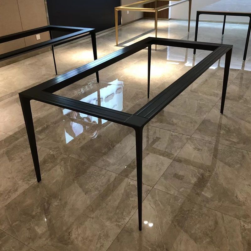 Rectangle Sintered Stone Dining Table Industrial Style 4 Legs Base Table for Home