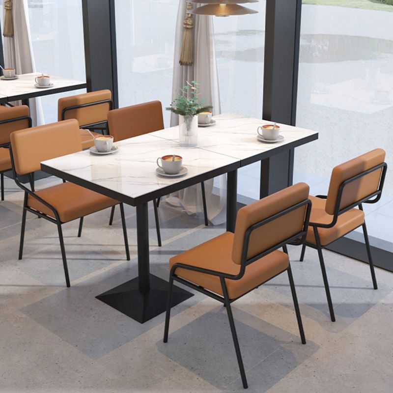 Sintered Stone Dining Table Industrial Square Dining Table with Metal Base