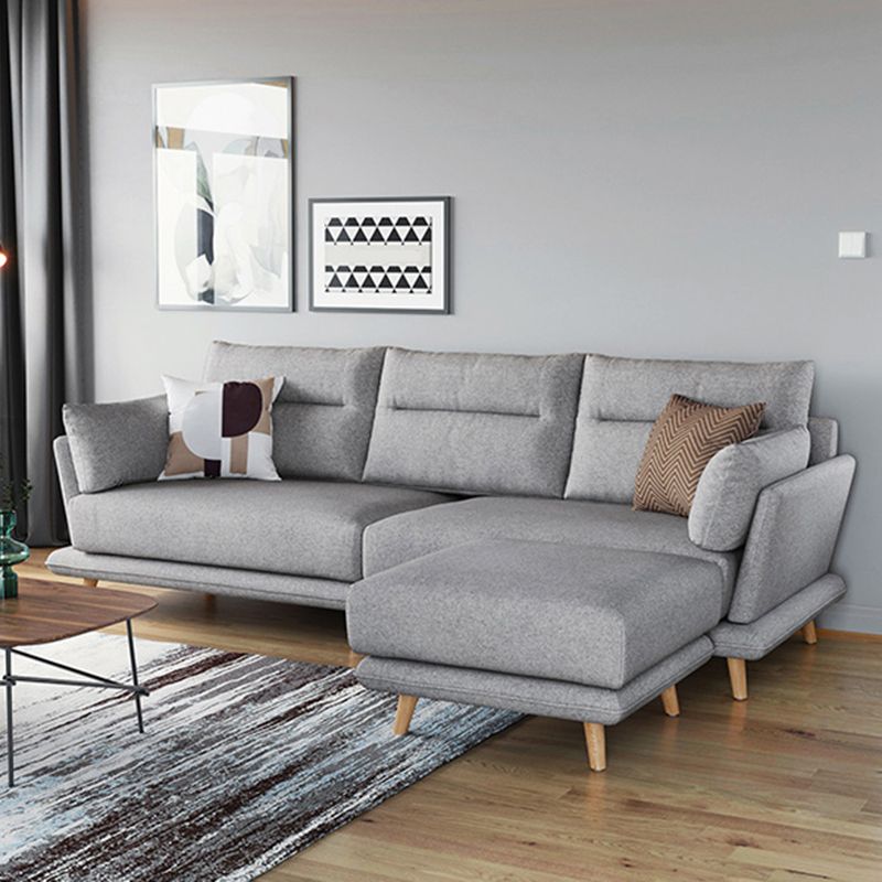 Faux Leather Sectionals in Gray Flared Arm Pillowed Back Cushions Sectional Sofa Set