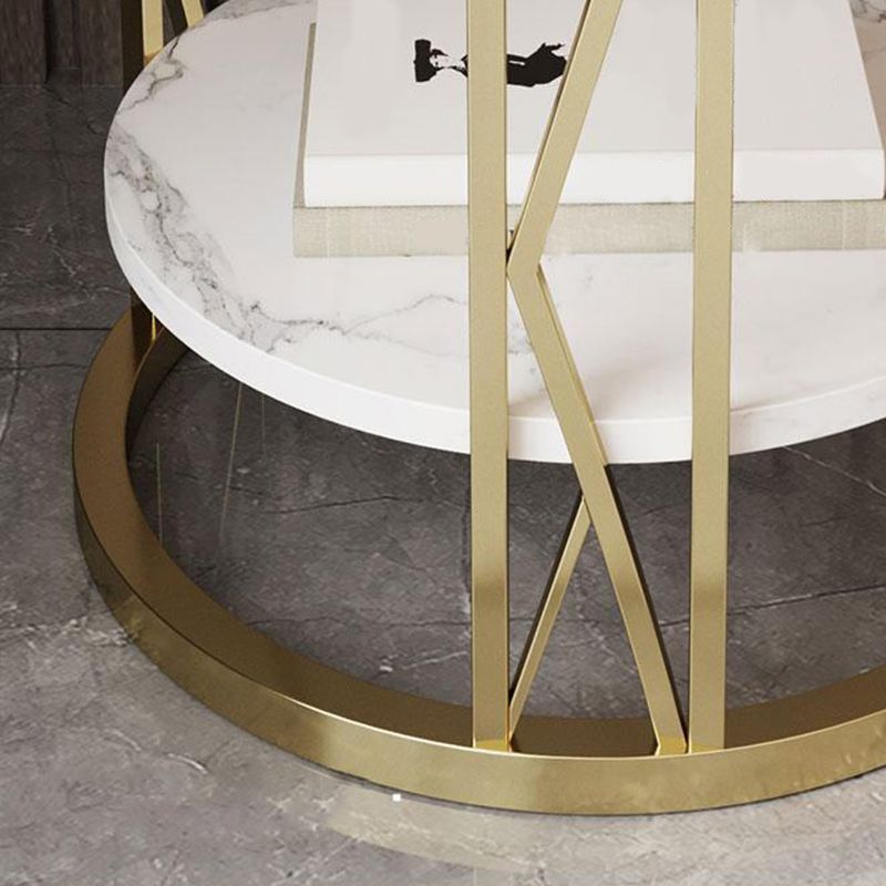 12.65-inch Tall 1-Shelf Contemporary Nightstand Stone Top Nightstand in White/Black