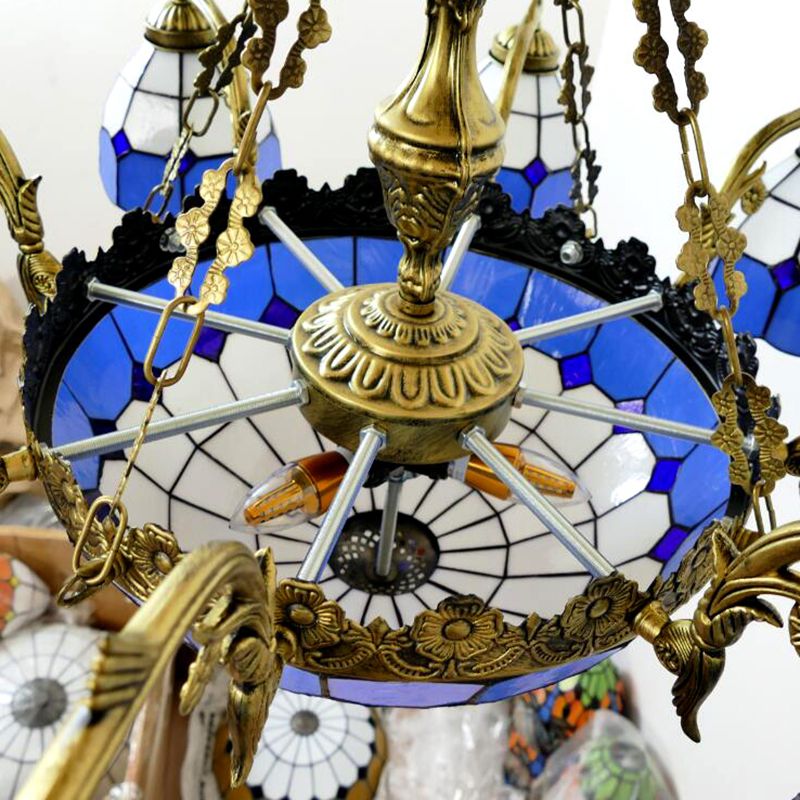 Ciotola lampadario dispositivo di illuminazione in stile tiffany in vetro artistico appennato il lampadario