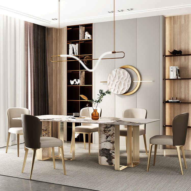 Luxury Sintered Stone Top Dining Set Rectangle 1/3/4/5/6 Pieces Dining Room Table Set