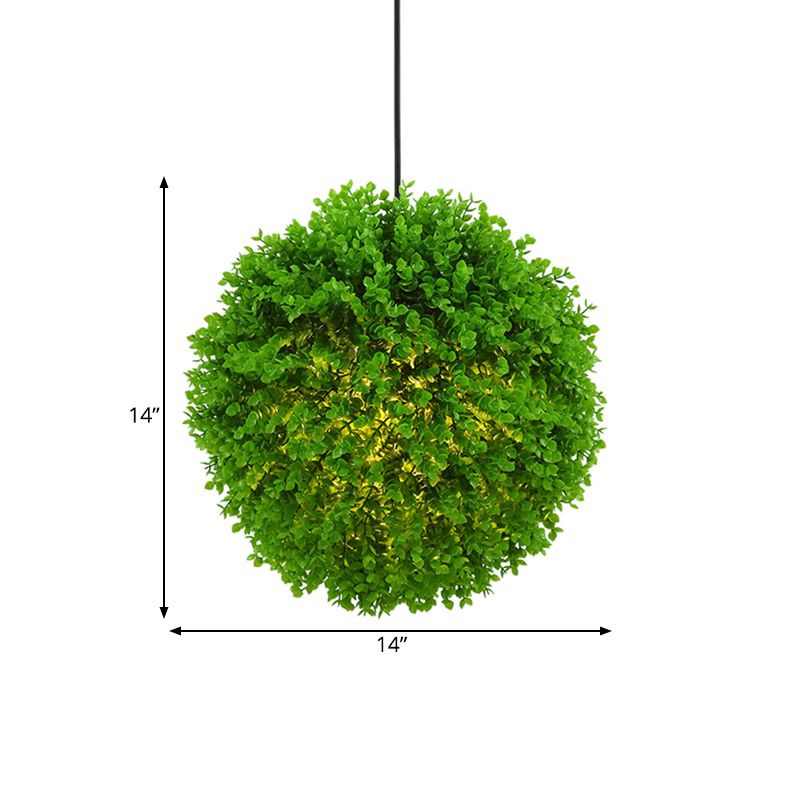 Globe Restaurant Ceiling Pendant Light Industrial Metal 1 Light Green LED Plant Suspension Lamp, 14"/18" Dia