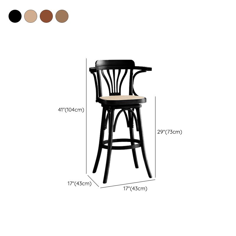Wood Low Back Bar Height Stool Modern Swivel Armed Bar Stool