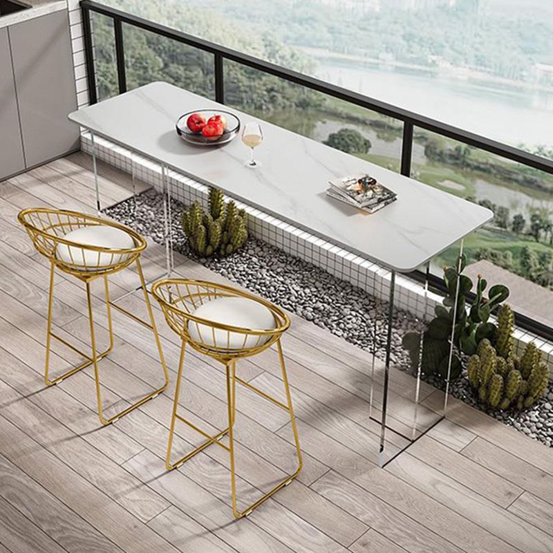 Modern Bar Table Set 1/2/3 Pieces Stone Rectangle Bistro Set for Indoor