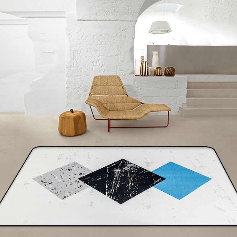 Modern Geometric Pattern Rug Grey Polyester Rug Non-Slip Pet Friendly Washable Are Rug for Living Room