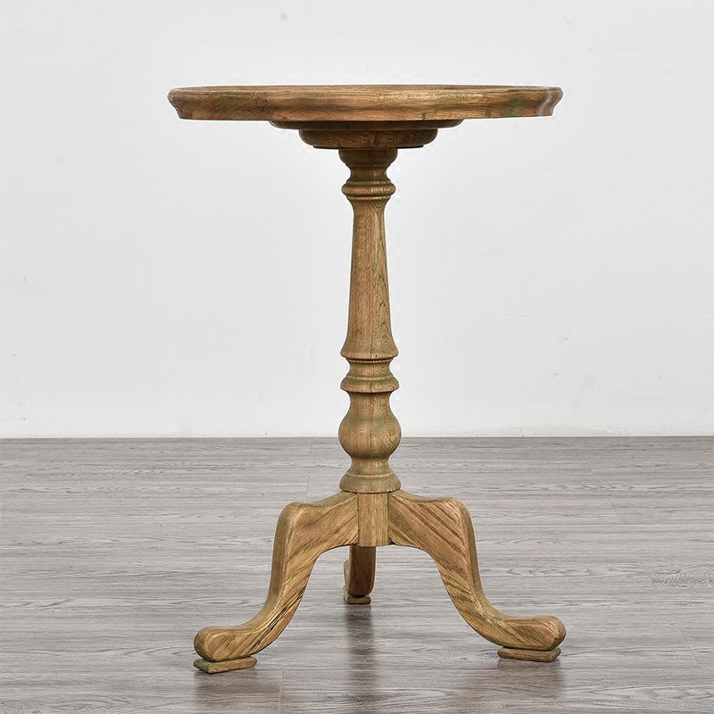 14" Wide Rustic Corner Table Solid Wood Round Side End Table