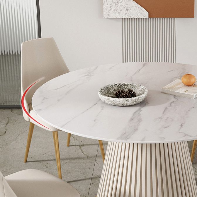 Traditional Luxury Dining Table Round Sintered Stone Pedestal Dining Table