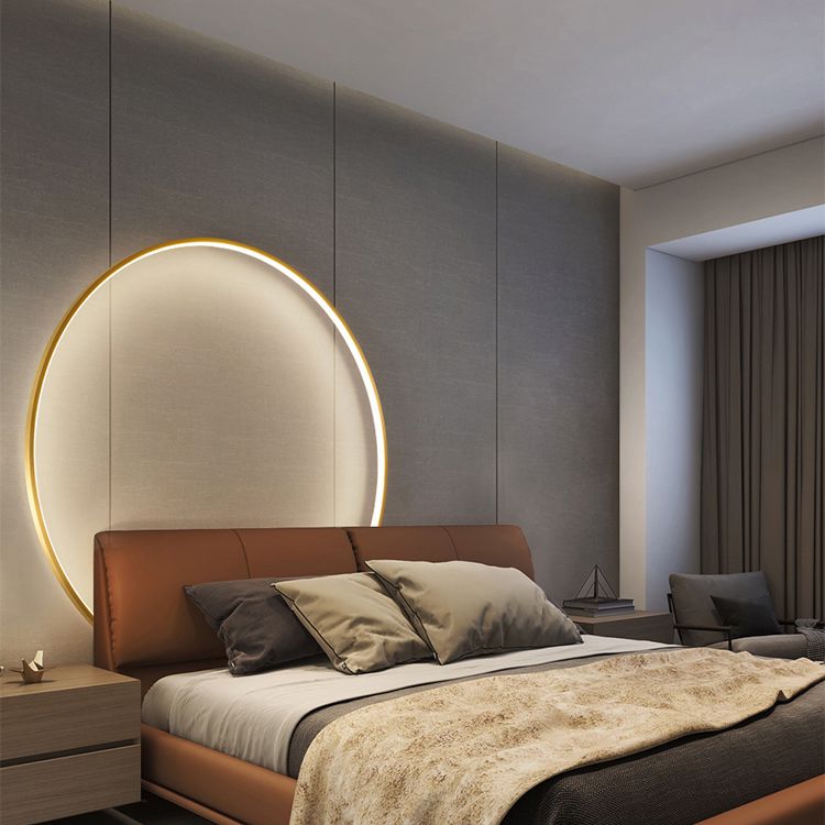 Metal Round Shape Wall Light Modern Style 1 Light Wall Mounted Light Fixtures