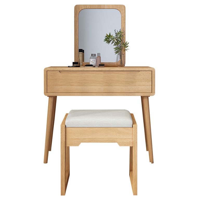 Scandinavian Makeup Vanity Desk Table in White and Brown for Bedroom