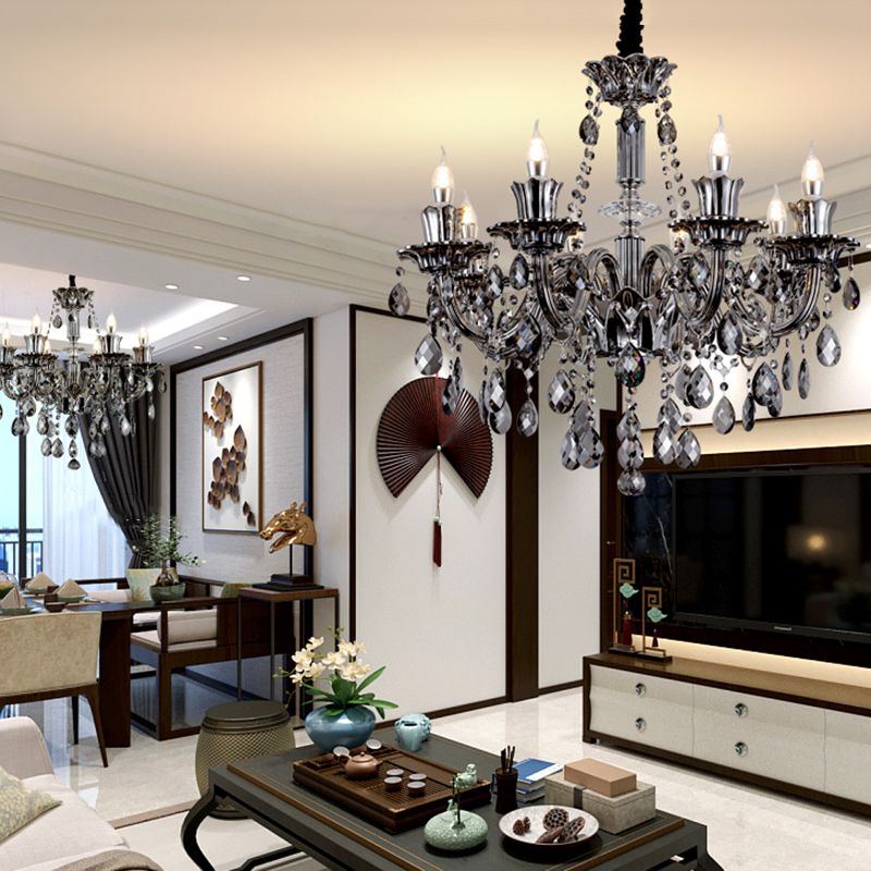 Crystal Candelabra Hanging Light Fixtures Vintage Living Room Hanging Chandelier Light