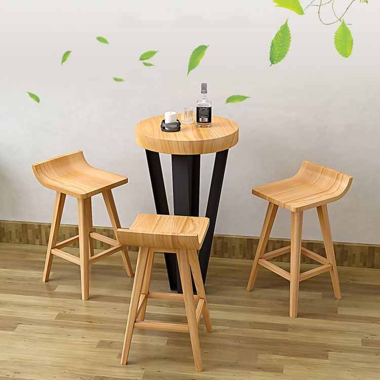 Modern Armless Backrest Counter Stool Wood Cafe Bar Stool with Seat and Pedal