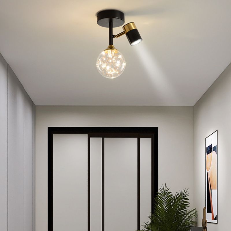 Contemporary Ceiling Light Fixture Metal Semi Flush Mount in Black for Corridor