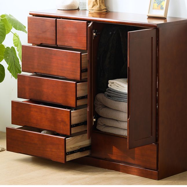 Modern Solid Wood Chest Bedside Storage Chest with Drawers and Doors