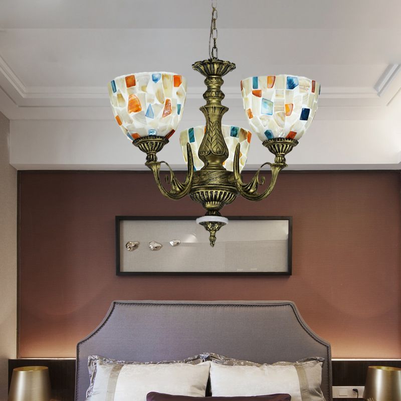 Bianco 5/9/11 Luci lampadario soffitto lampadario mediterraneo guscio a mosaico a ciondolo illuminazione a sospensione