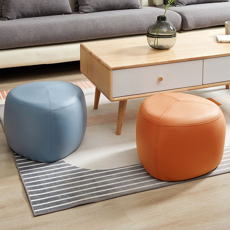 Modern Pouf Ottoman Faux Leather Upholstered Solid Color Triangle Shape Ottoman
