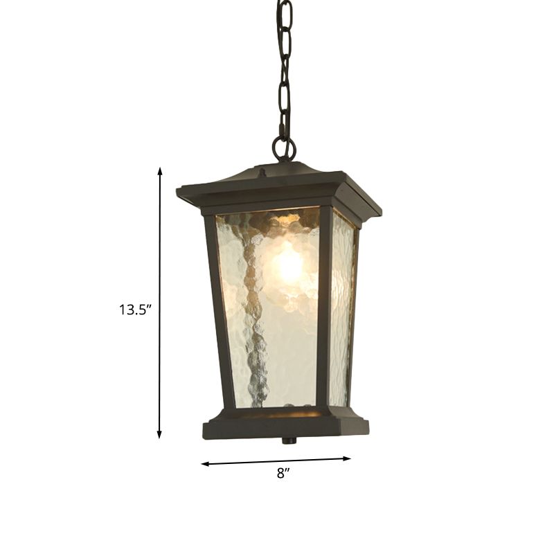 Single Head Birdcage Ceiling Light Countryside Black Water Glass Down Lighting Pendant