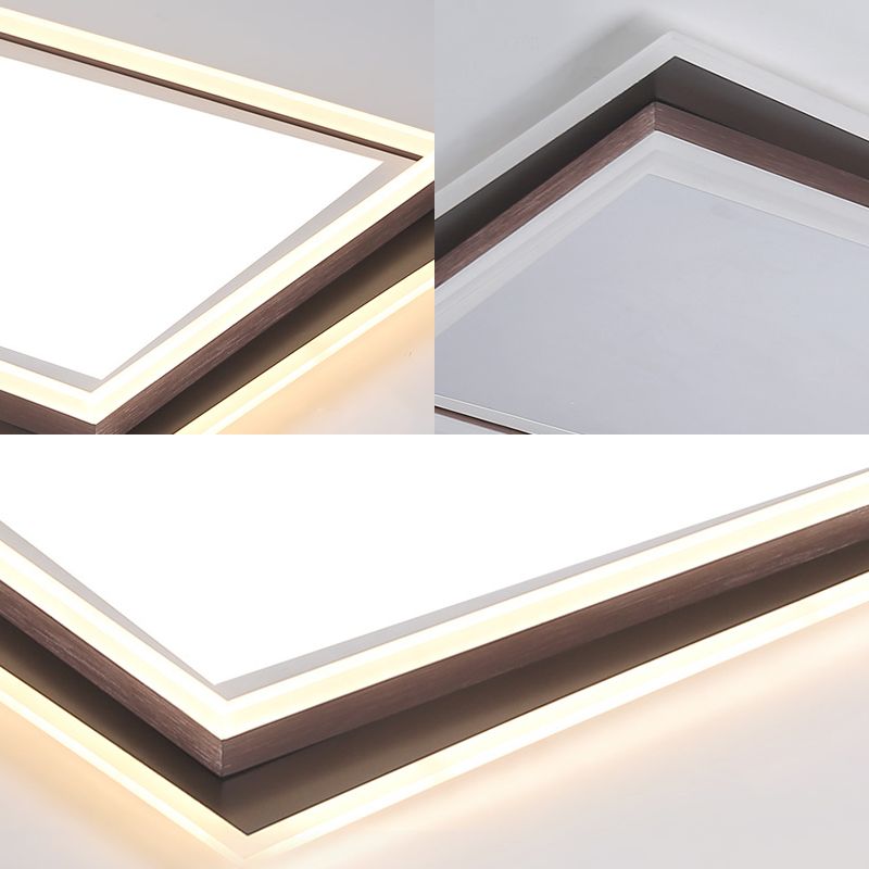 Lámpara de montaje cuadrado/rectangular de descarga de metal moderno led de techo de montaje en blanco de montaje en blanco con difusor rebajado en luz blanca/cálida, 16 "/19,5" /35.5 "