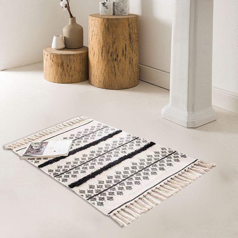 Bohemian Rhombus Indoor Teppich Multi -Farb -Baumwollteppich Haustierfreundlicher Raum Teppich für Zuhause