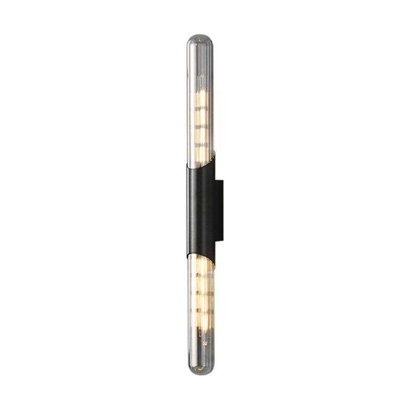 Solid Brass Wall Mounted Sconce in Black / Gold Finish Glass Tube Shade Wall Light