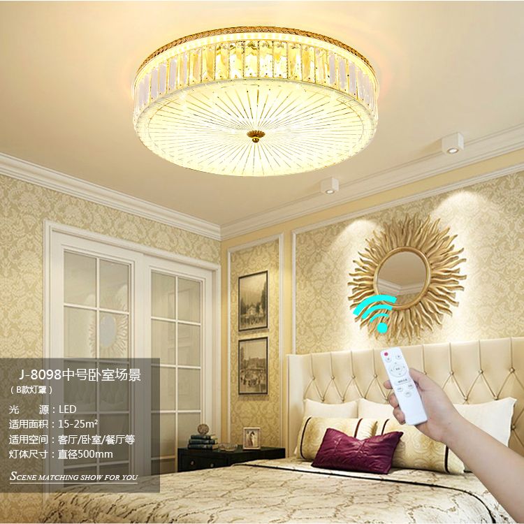 Clear Crystal Circular Ceiling Light Fixture 16"/19.5"/23.5" W Multi Light Modern Flush Mount Light with Glass Diffuser in Gold