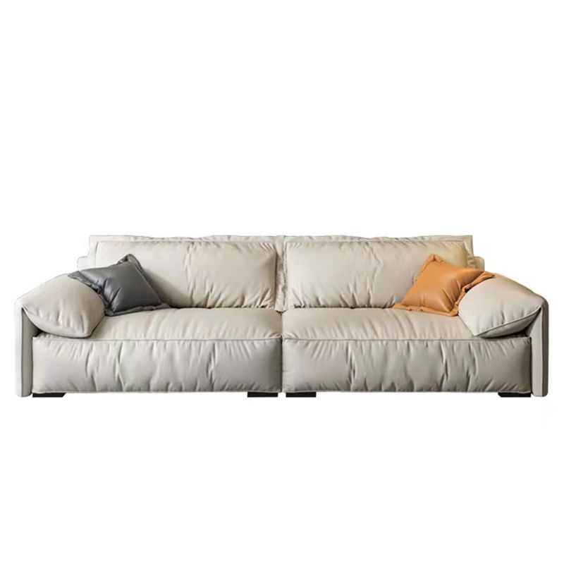 Ivory Stain Resistant Settee Furniture Faux Leather Pillow Top Arm Setee