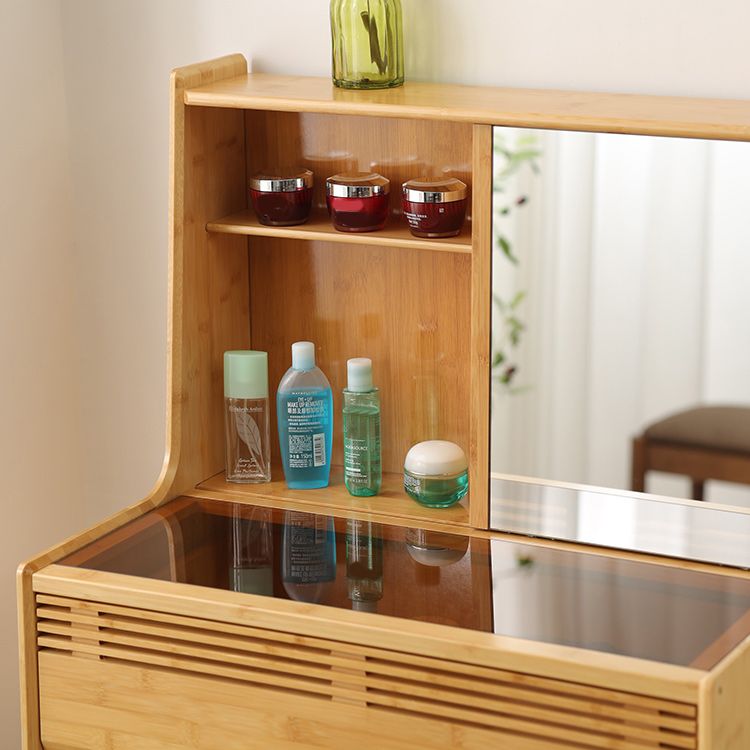 Modern Drawer Dressing Table Solid Wood Dresser Mirrored Vanity Set