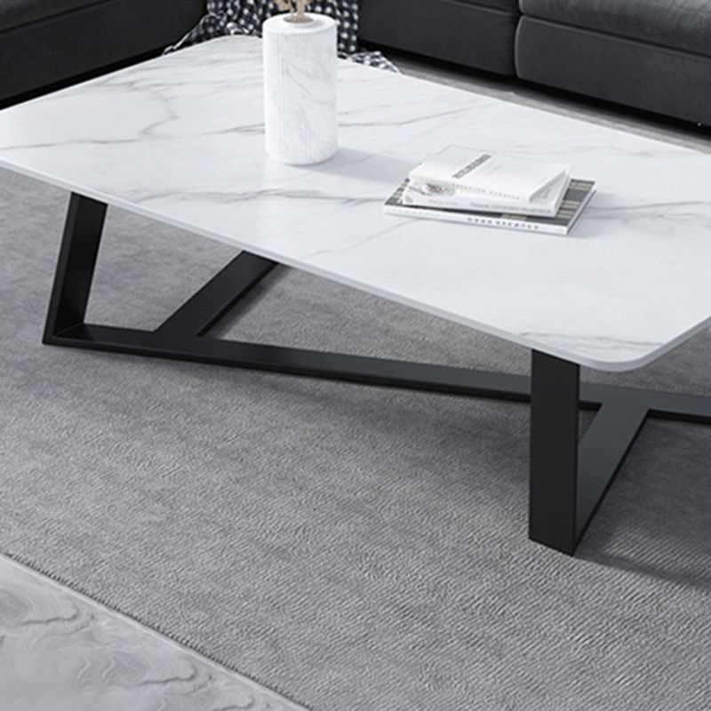 17"H Contemporary Coffee Table Single Slate Coffee Cocktail Table