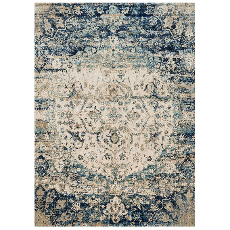 Grey Tone Home Decoration Carpet Nostalgia Medallion Printed Area Rug Polyester with Non-Slip Backing Rug
