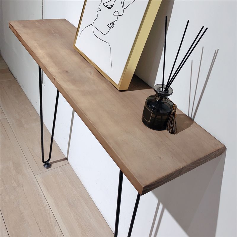 31.5" Tall 1-shelf Console Table Wooden Accent Table with Iron Legs