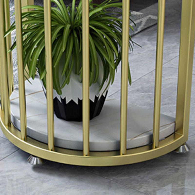 Stone Top Bar Height Table Modern Style Bistro Pub Table with 2 Shelves