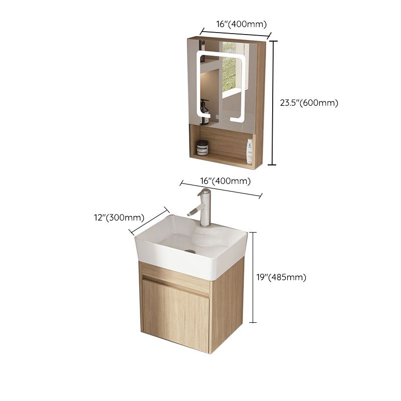 Basic Wooden Sink Vanity Wall-Mounted Vanity Cabinet with Mirror Cabinet
