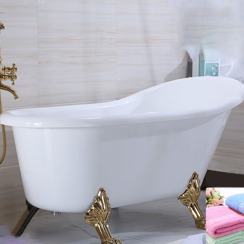 Modern Acrylic Bathtub Back to Wall with Golden Feet and Drain Bath Tub for Bathroom