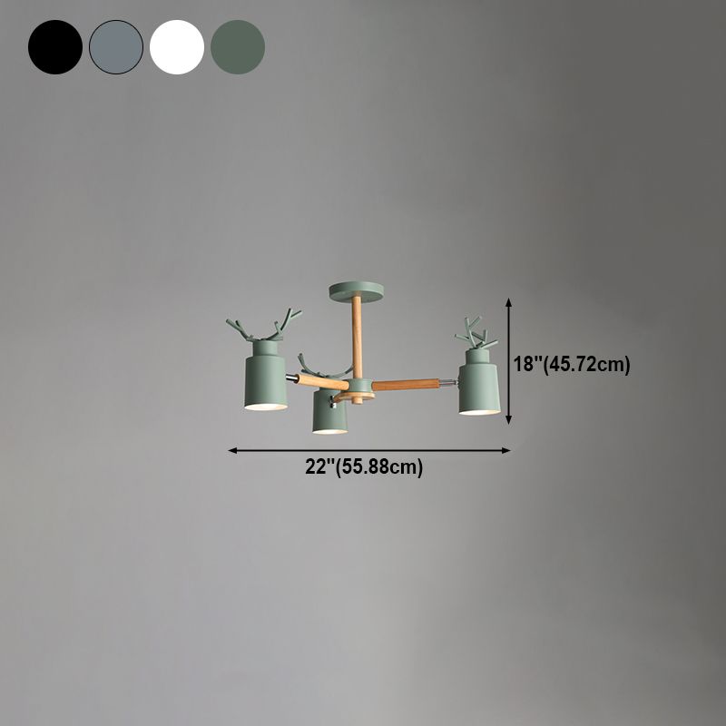 Fissature di illuminazione a sospensione in metallo Nordic Macron Antler Metal With Wood Room