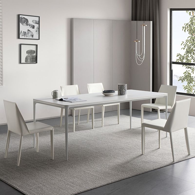 Semplice tavolo da pranzo cucina bianca tavolo da pranzo standard di pietra sinterita con 4 gambe