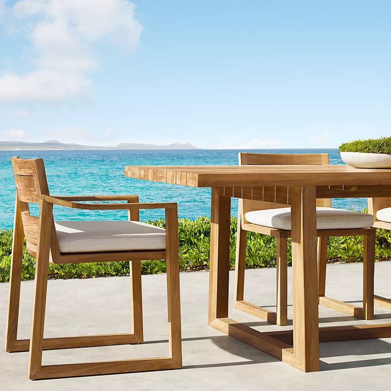 22" Wide Contemporary Outdoor Chair Solid Wood Patio Dining Chair