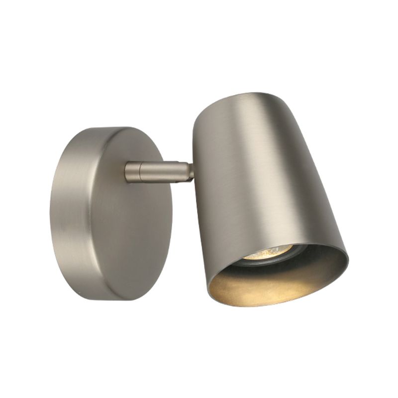 Lámparas de pared de pared de cilindro de metal contemporáneos 1 lámparas de luz de luz en plata